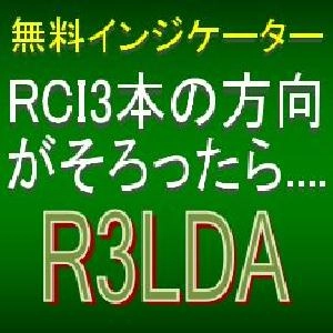 【無料インジケーター：RCIセンサー「R3LDA」】RCI3本ラインの方向がそろったら矢印を表示するインジケーター