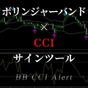 ボリンジャーバンドとCCIを使ったサインツール。シグマタッチ＆レベルラインの突き抜けでサイン＆アラートが鳴ります。