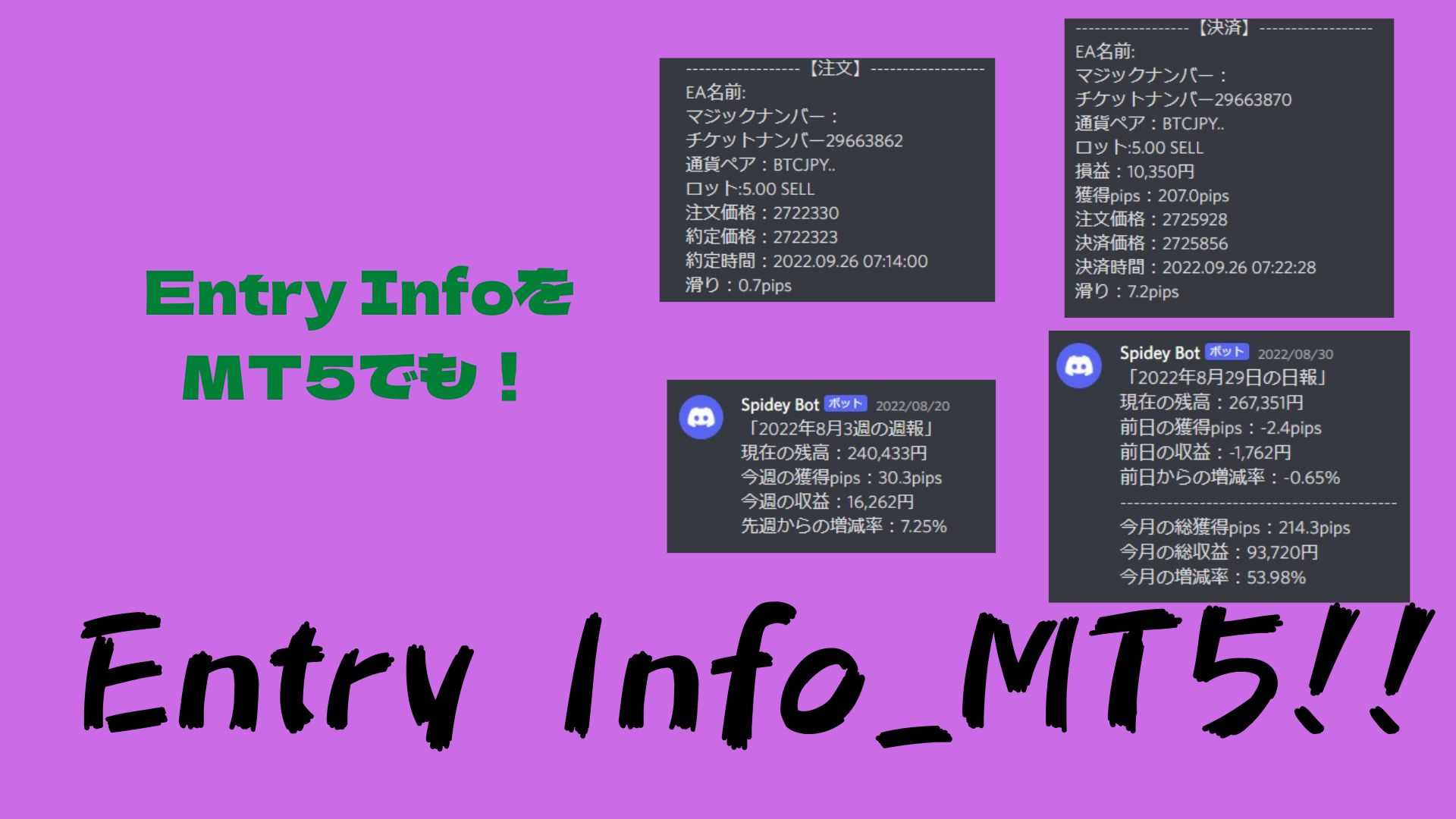 Entry Info_MT5（エントリー通知EA） インジケーター・電子書籍