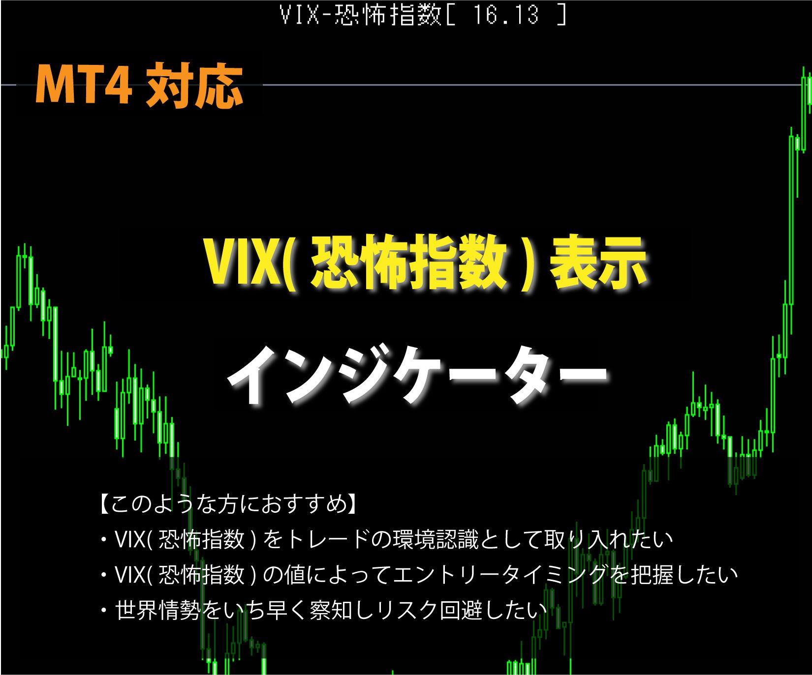 MT4 VIX(恐怖指数)表示インジケーター - インジケーター・電子書籍 - 世界のトレード手法・ツールが集まるマーケットプレイス -  GogoJungle