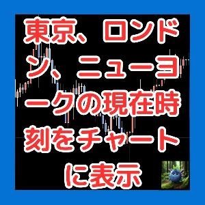 世界三大外国為替市場（東京、ロンドン、ニューヨーク）の現在時刻をチャート上に表示。年月日、曜日も設定で表示可能。MMClock