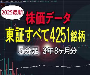 東証すべて5分足データ3年8ヵ月分（2021年11月22日-2025年7月25日）