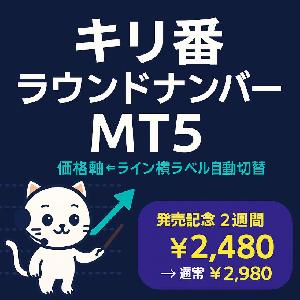 キリ番・ラウンドナンバーオートラベル MT5【価格軸⇄ライン横 自動切替】