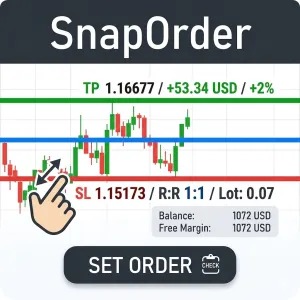 【MT5専用】【チャート上でライン操作で発注】SnapOrder【固定金額、残高比率からロットを自動計算】