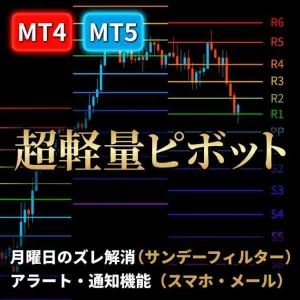 【MT4/MT5同梱】重さ・月曜のズレを解消！超軽量＆プロ仕様ピボット『BLW-Pivot-Pro』13本ライン・通知機能搭載