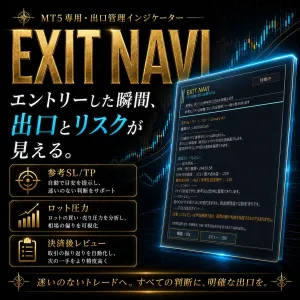 EXIT NAVI｜出口管理インジケーター　エントリーした瞬間、出口とリスクが見える。これが次世代の”トレーダーマストインジケーター”　MT5専用の出口管理インジケーター。