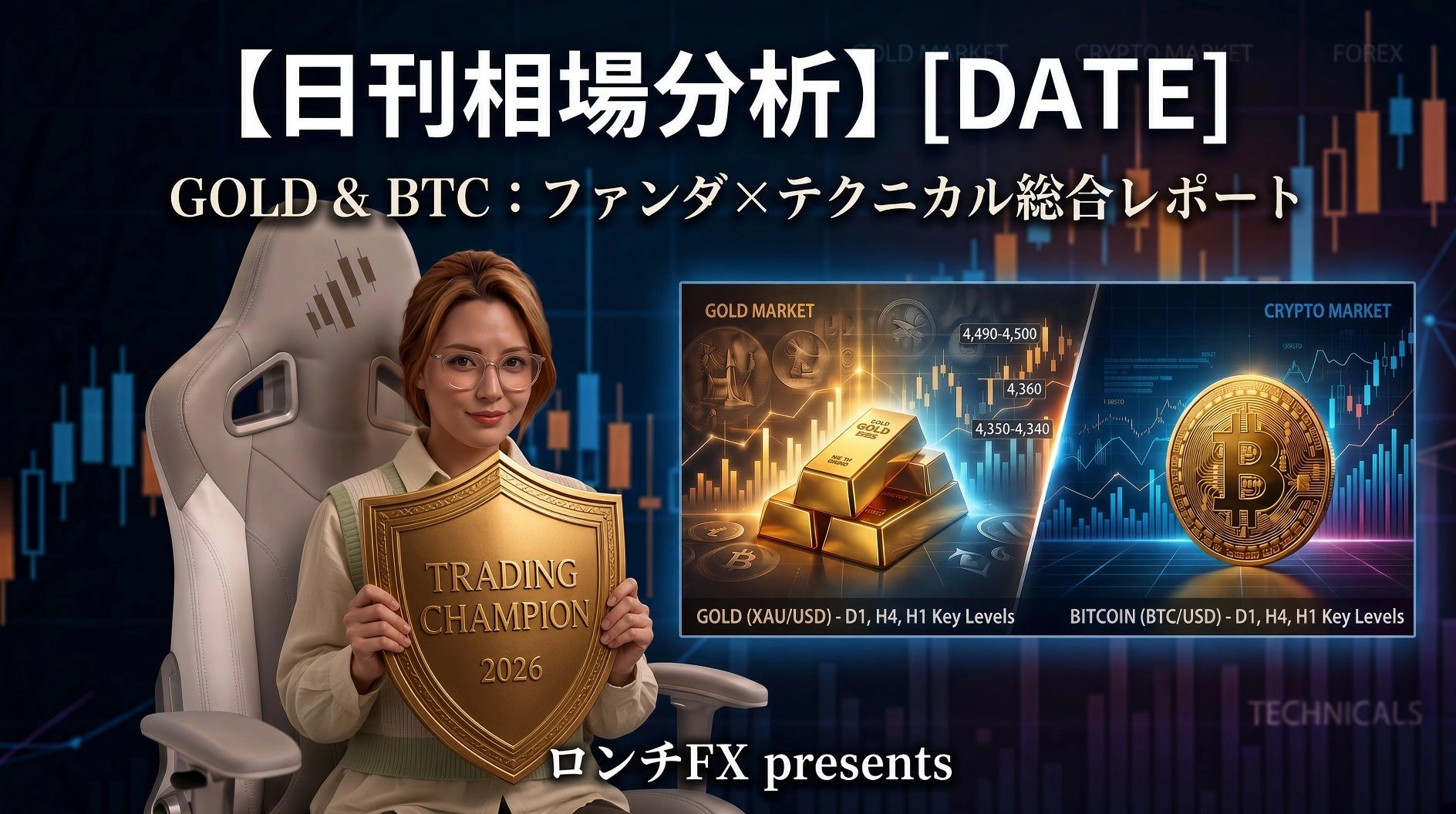 【ロンチFX】GOLD ＆ BTC 日刊相場分析レポート Investment Navi+