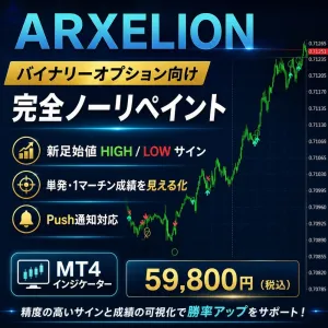 ARXELION｜バイナリーオプション完全ノーリペイント・新足始値サイン×統計分析【MT4】
