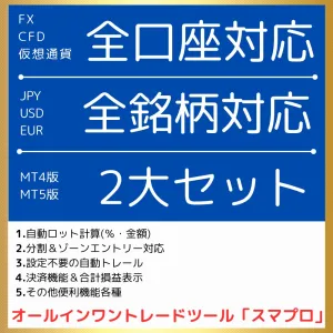ロット自動計算機能搭載のオールインワントレードツール｜MT4版とMT5版の2点セット