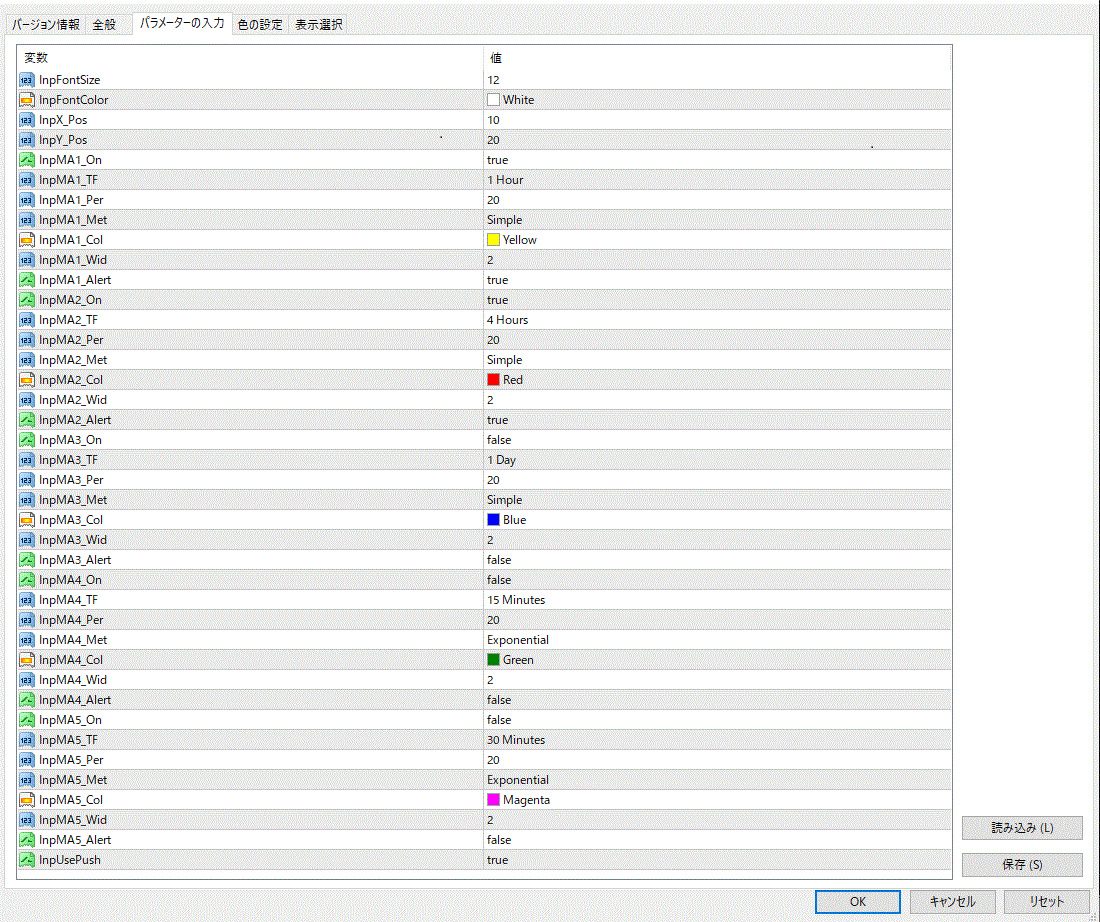 心眼MA 詳細パラメーター