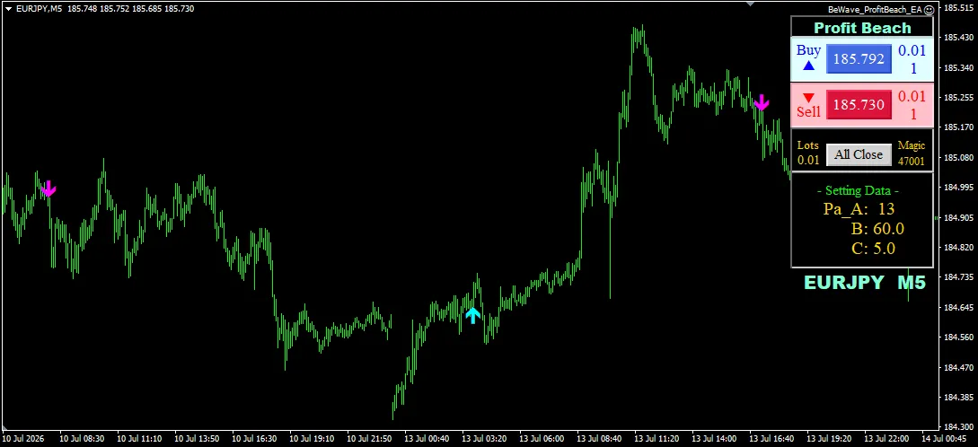 Profit Beach EURJPY M5 チャート