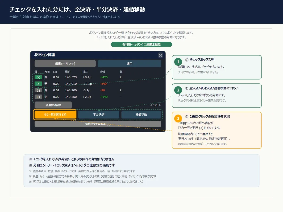 チェックを入れた分だけ決済