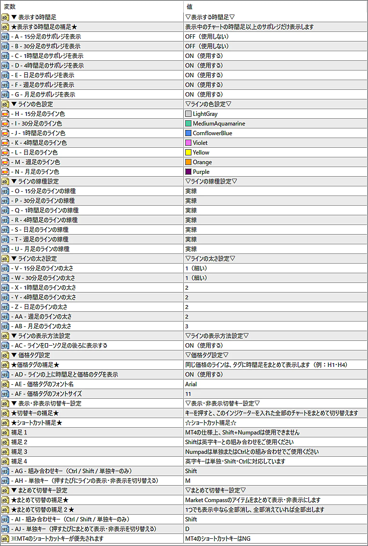 SL_MSRのパラメーター設定画面