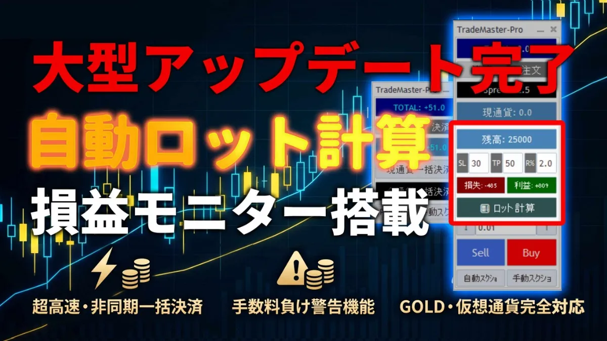 自動ロット計算機能を実装「損益モニター搭載」BLW-Trade-Master-Pro