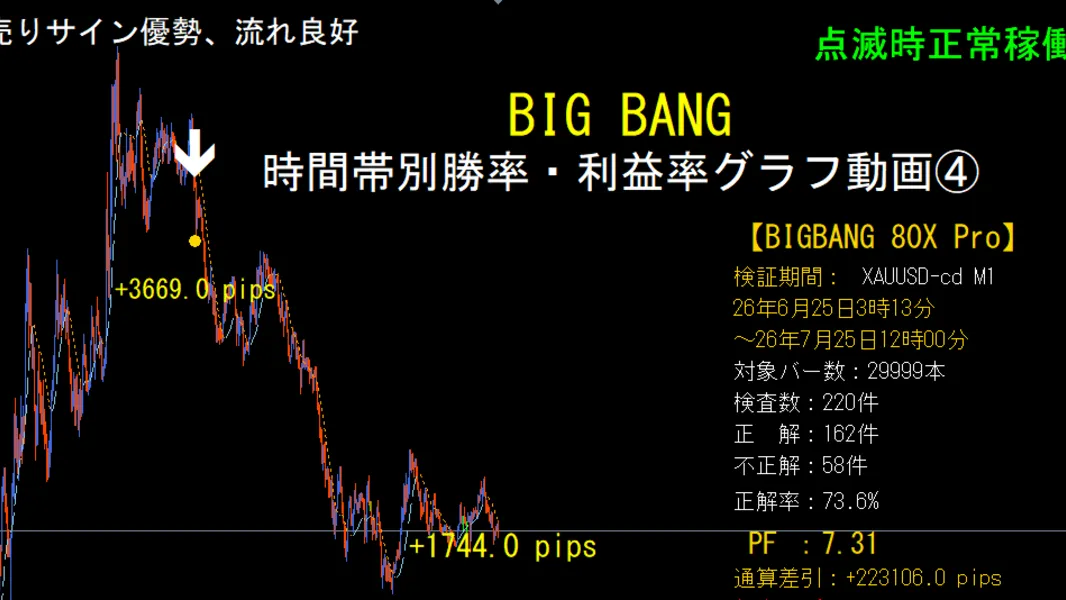 BIG BANGの時間帯別勝率利益率分析グラフ　④