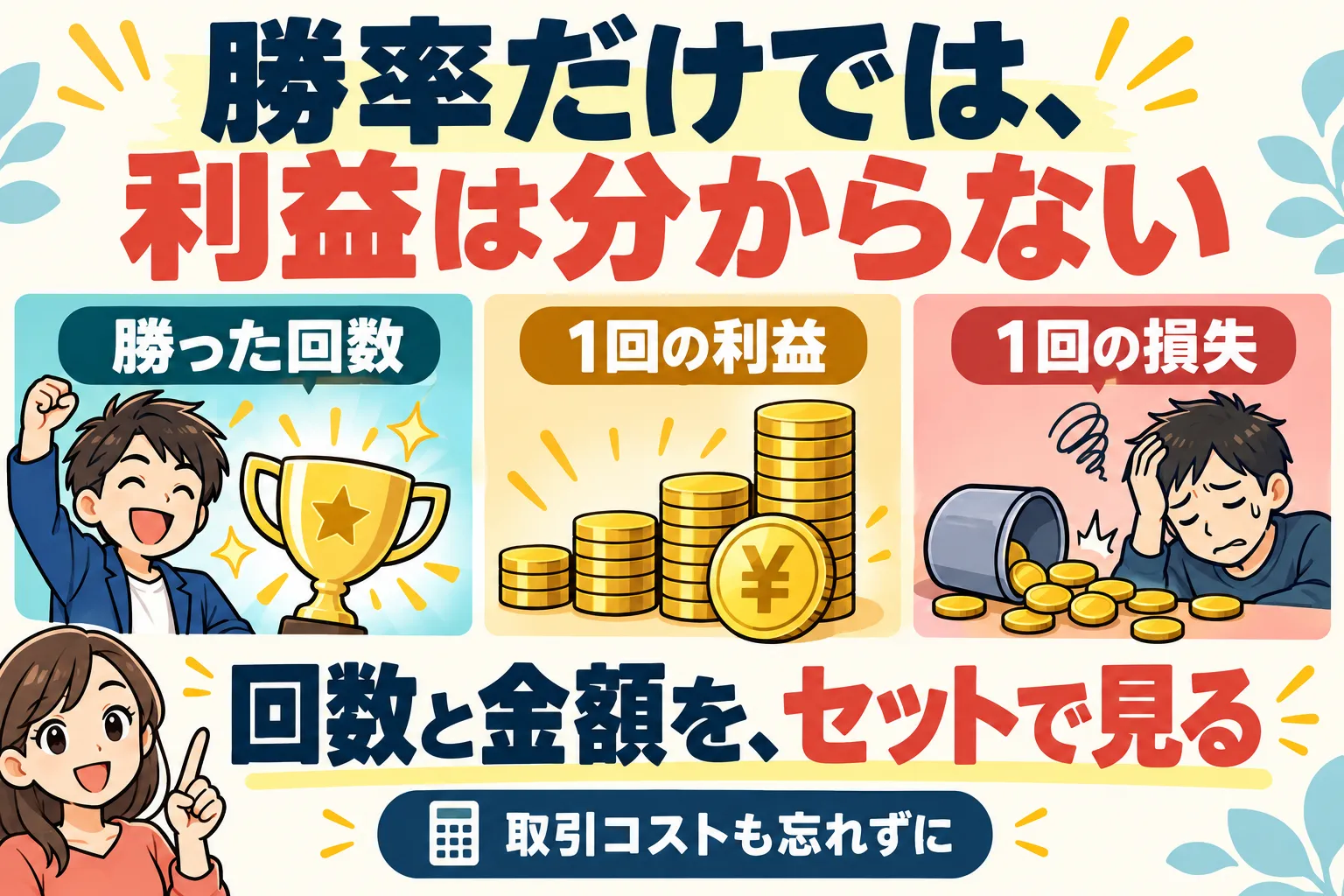 勝った回数と利益額と損失額をセットで見る